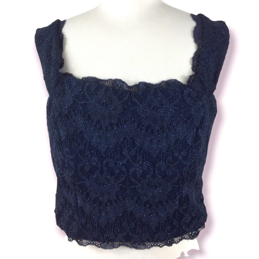 Speechless Navy Blue‎ Sequined Crop, 15 Juniors
